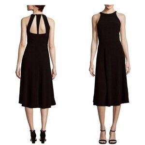 NWT Halston Heritage Perfect Little Black Dress Back Cutouts Midi Sz6 Valentines